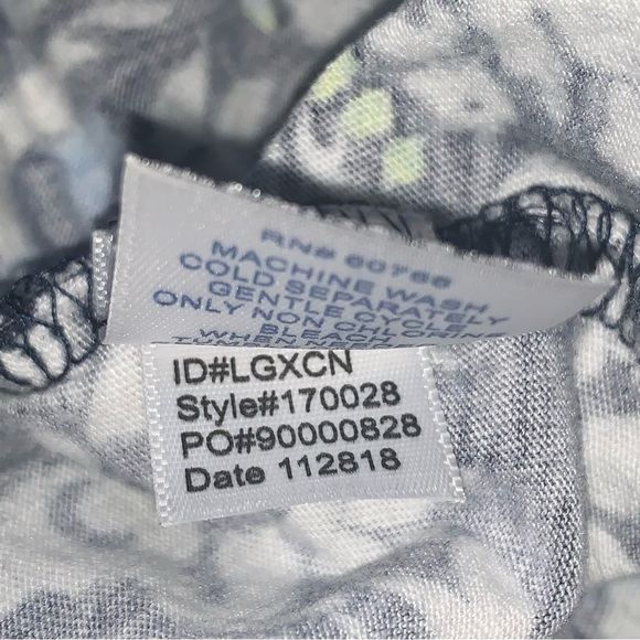 Women’s L NAUTICA Navy Blue Floral Cotton Rayon Knit Pull On Wide Leg Crop Pants - Picture 10 of 10